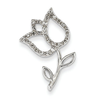 0.1 Carat 14K White Gold & Diamond Tulip Pendant Slide