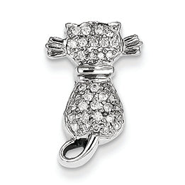 0.2 Carat 14K White Gold 0.2ct Diamond Cat Pendant Slide