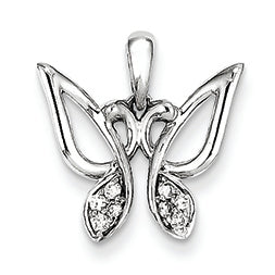 0.1 Carat 14K White Gold & Diamond Butterfly Pendant