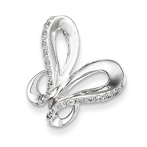 0.1 Carat 14K White Gold & Diamond Butterfly Pendant Slide