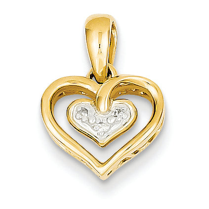14K Gold Yellow Gold Diamond Heart Pendant
