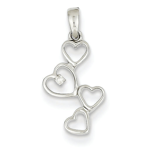 14K White Gold Diamond Heart Pendant