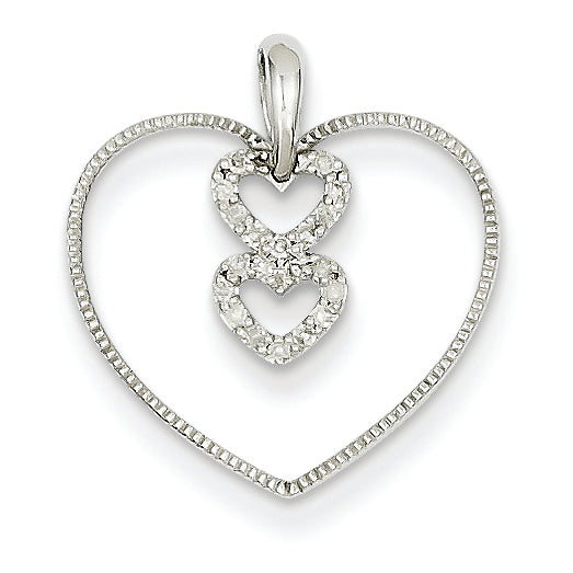 0.1 Carat 14K White Gold Diamond Heart Pendant