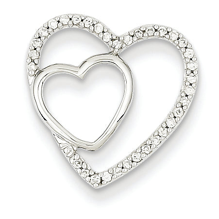 0.1 Carat 14K White Gold Diamond Double Heart Pendant