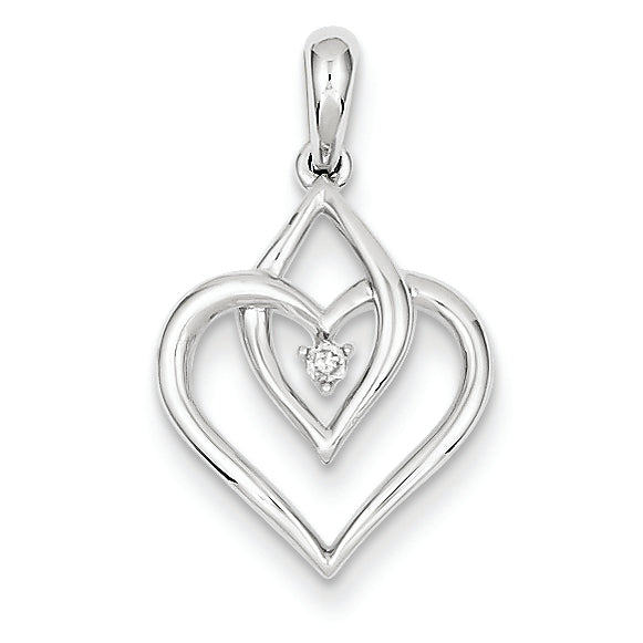 14K White Gold Diamond Heart Pendant