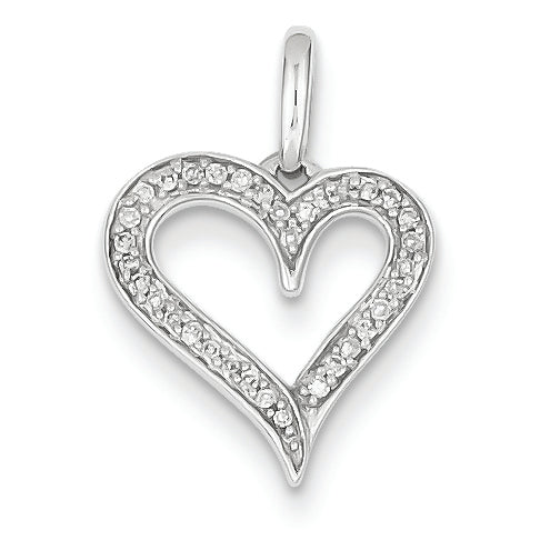 0.1 Carat 14K White Gold Diamond Heart Pendant