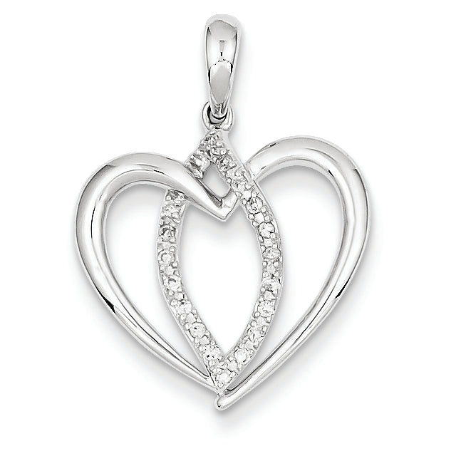 0.1 Carat 14K White Gold & Diamond Heart Pendant