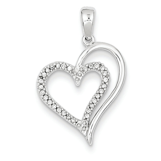 0.1 Carat 14K White Gold Diamond Heart Pendant
