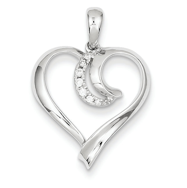 0.1 Carat 14K White Gold Diamond Heart Pendant