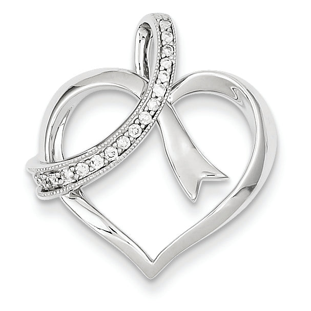 0.1 Carat 14K White Gold Diamond Heart Pendant