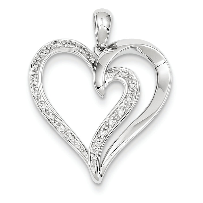 0.1 Carat 14K White Gold Diamond Heart Pendant