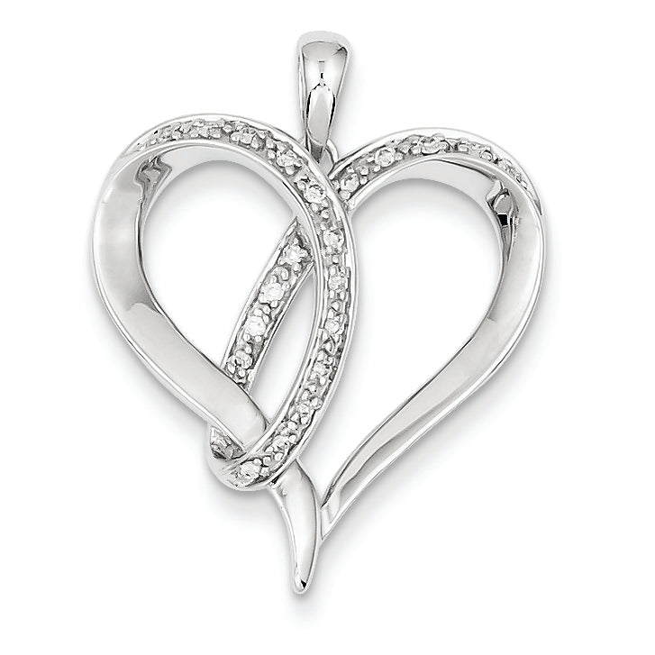 0.1 Carat 14K White Gold Diamond Heart Pendant
