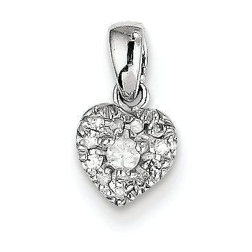 0.1 Carat 14K White Gold 0.1ct Diamond Heart Pendant