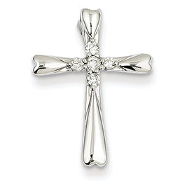 0.1 Carat 14K White Gold & Diamond Cross Pendant Slide