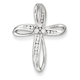 0.2 Carat 14K White Gold 0.15ct Diamond Cross Pendant Slide