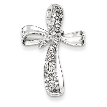 0.3 Carat 14K White Gold Diamond Cross Pendant Slide