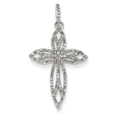 0.3 Carat 14K White Gold Diamond Cross Pendant