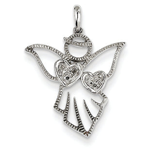 14K White Gold Diamond Angel Pendant