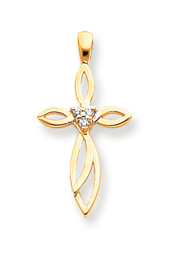 0.1 Carat 14K Gold Diamond Cross Pendant