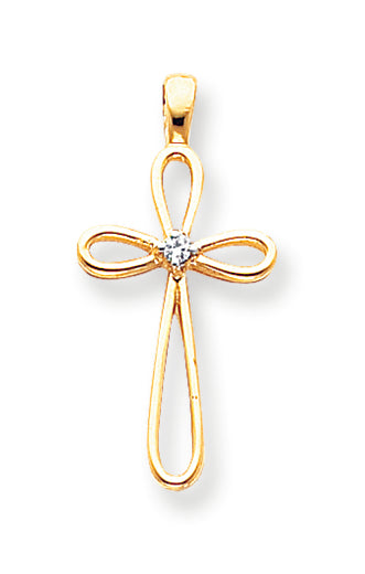 0.1 Carat 14K Gold Diamond Cross Pendant