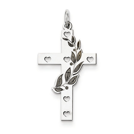 14K White Gold Laser Designed Cross Pendant