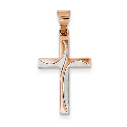 14K Gold Two-tone Hollow Cross Pendant