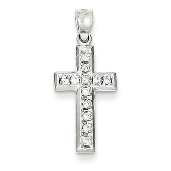 0.1 Carat 14K White Gold Diamond Cross Pendant