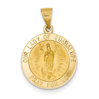 14K Gold Polished Our Lady of Guadalupe Medal Pendant