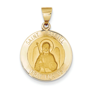 14K Gold Polished and Satin St. Gabriel Medal Pendant