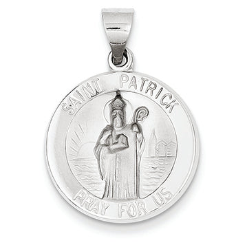 14K White Gold Polished and Satin St. Patrick Medal Pendant
