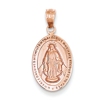 14K Gold Rose Gold Miraculous Medal Pendant