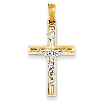 14K Gold Two-tone INRI Crucifix Pendant