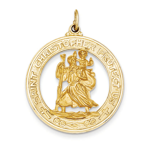 14K Gold Saint Christopher Medal Pendant