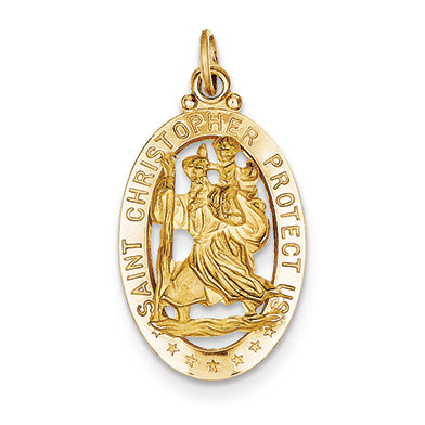 14K Gold Saint Christopher Medal Pendant