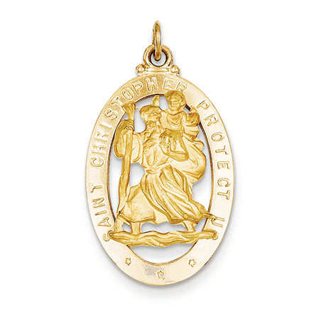 14K Gold Saint Christopher Medal Pendant