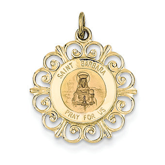 14K Gold Saint Barbara Medal Charm