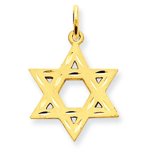 14K Gold Solid Satin Star of David Charm