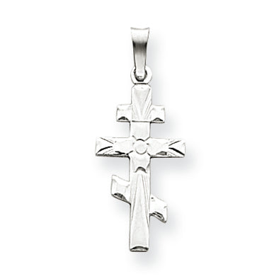 14K White Gold Eastern Orthodox Cross Charm