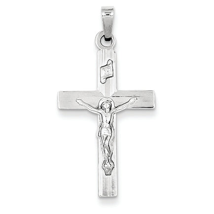 14K White Gold INRI Crucifix Charm
