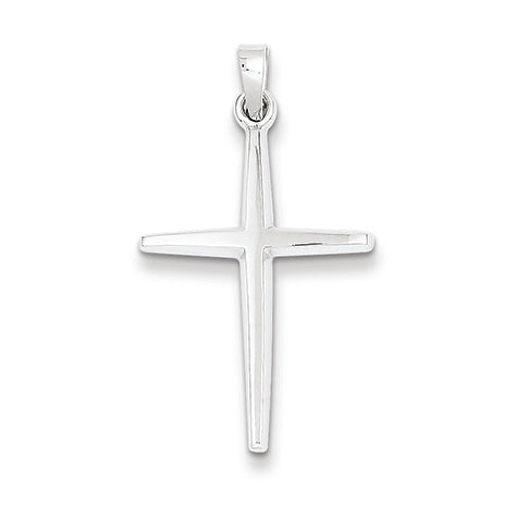 14K White Gold Polished Cross Charm