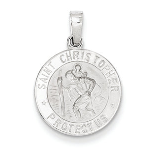 14K White Gold Saint Christopher Medal Charm