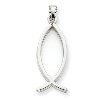 14K White Gold Ichthus Fish Pendant