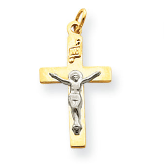 14K Gold Two-tone INRI Crucifix Pendant