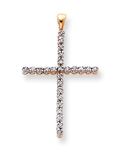 0.3 Carat 14K Gold & Rhodium Diamond Cross Pendant