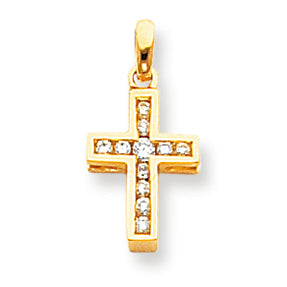 0.2 Carat 14K Gold Diamond Latin Cross Pendant