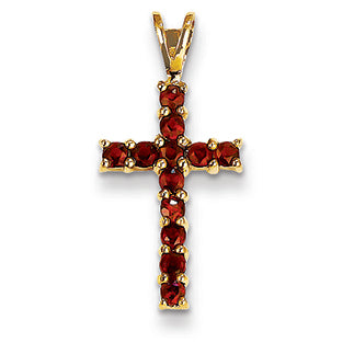0.6 Carat 14K Gold Garnet Cross Pendant