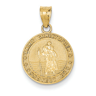 14K Gold Saint Cristoper Medal Pendant