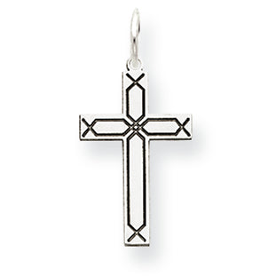 14K White Gold Laser Designed Cross Charm