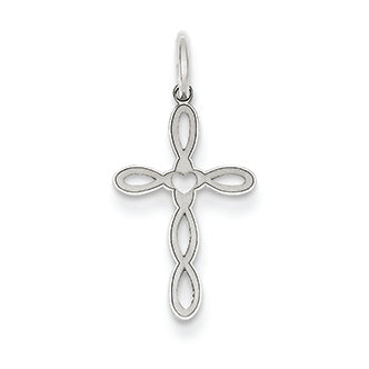 14K White Gold Laser Designed Cross Pendant