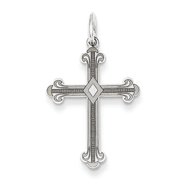 14K White Gold Laser Designed Cross Pendant